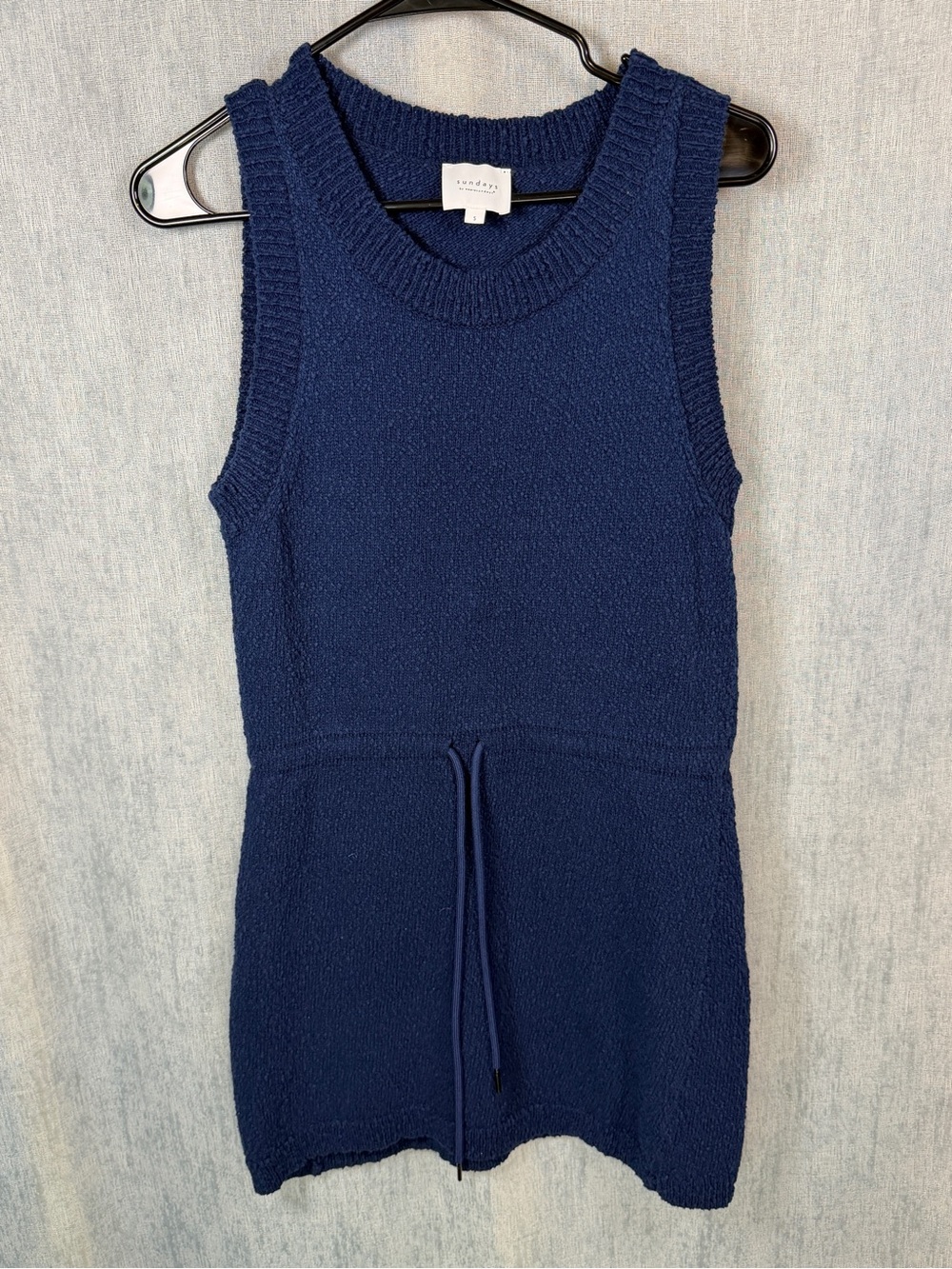 Sundays by We Are Sundays Allison Navy Blue Cotton Pebbled Knit Mini Dress S